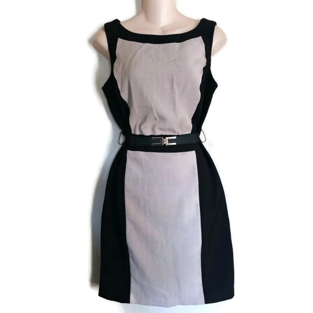 BCX Black and Tan Colorblock Sleeveless Dress Size Women's 7